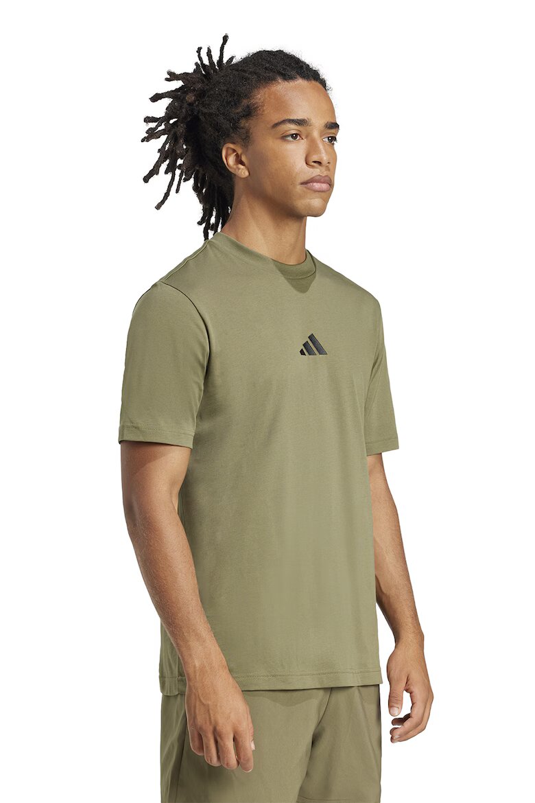 adidas Sportswear Памучна тениска с бродирано лого Каки