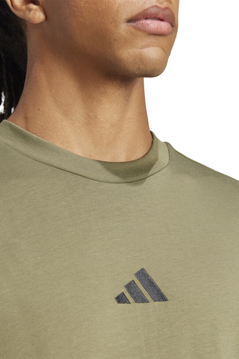 adidas Sportswear Памучна тениска с бродирано лого Каки