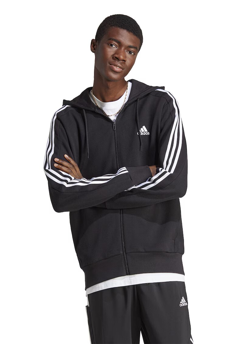 adidas Sportswear Памучно худи Essentials с 3 ивици - Черен