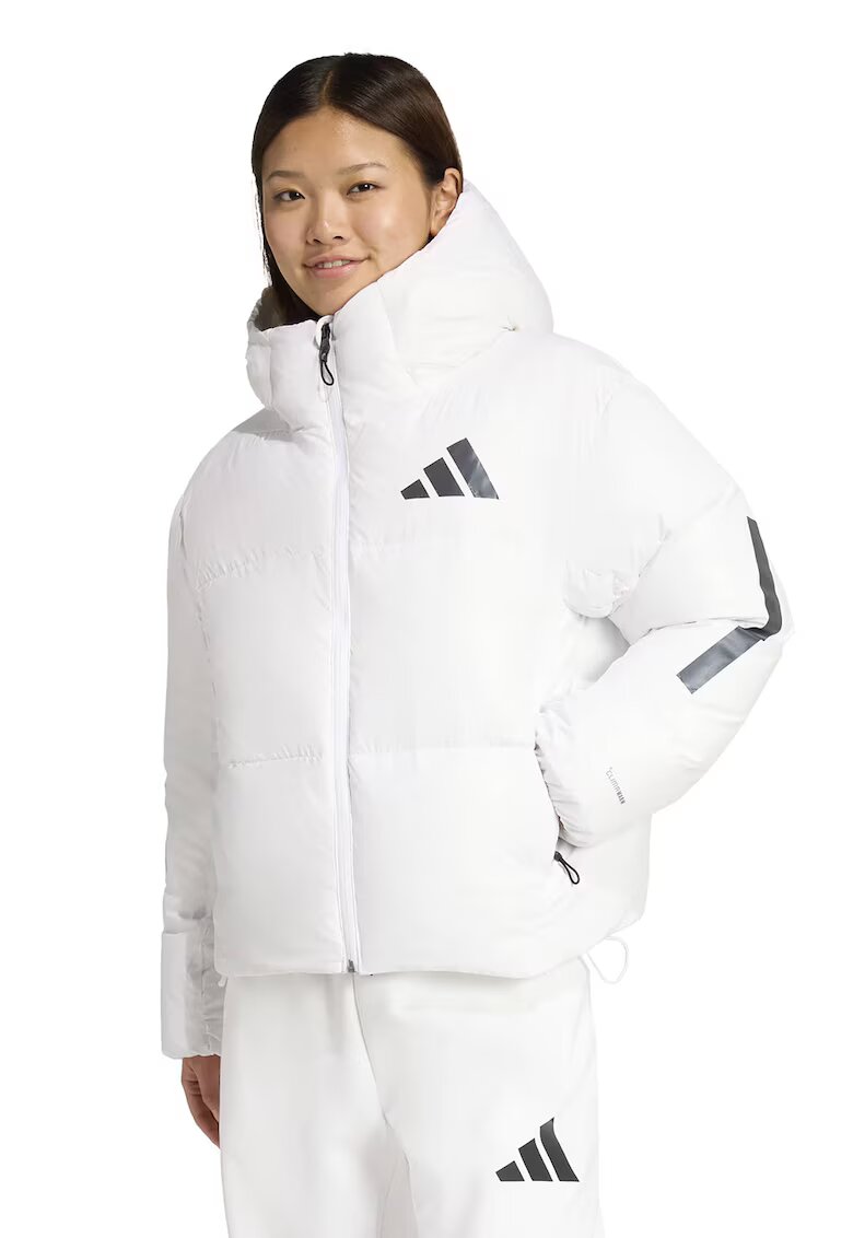 adidas Sportswear Подплатено зимно яке с висока талия - Черен/Бял