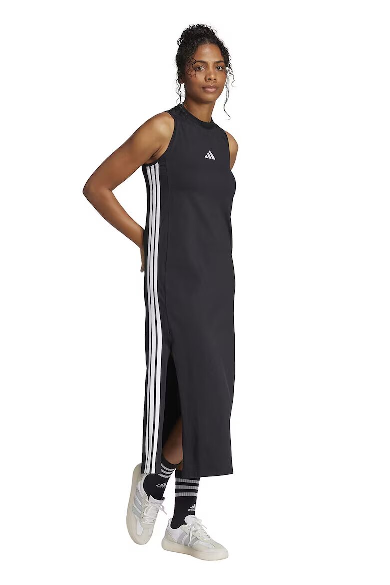 adidas Sportswear Рокля с памук и цепка встрани Черен