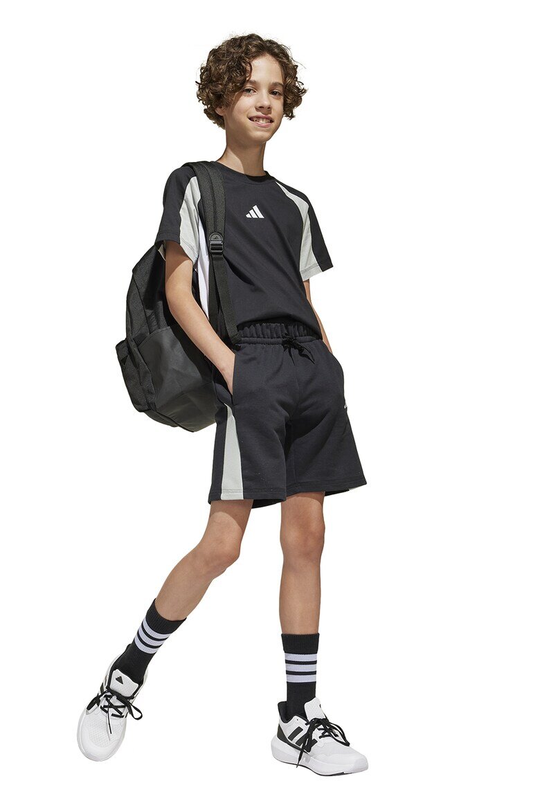 adidas Sportswear Шорти с памук и лого Черен/Светло сив