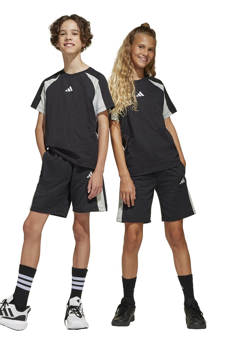 adidas Sportswear Шорти с памук и лого Черен/Светло сив