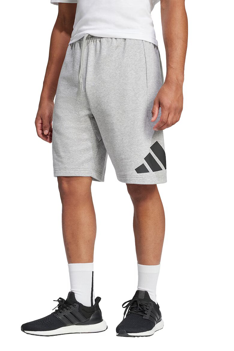 adidas Sportswear Шорти с памук и лого Черен/Светлосив меланж