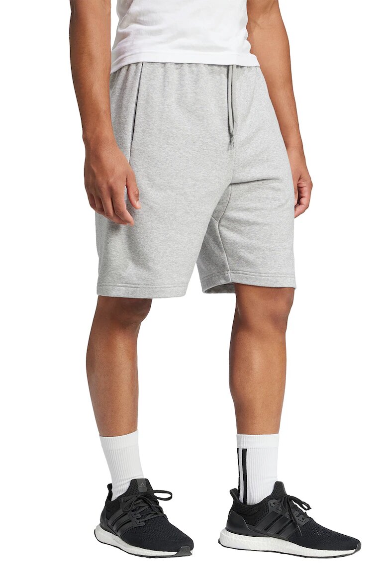 adidas Sportswear Шорти с памук и лого Черен/Светлосив меланж
