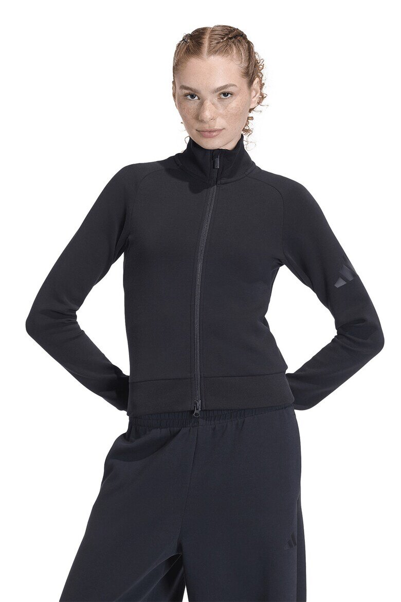 adidas Sportswear Слим суитшърт с модал с цип Черен