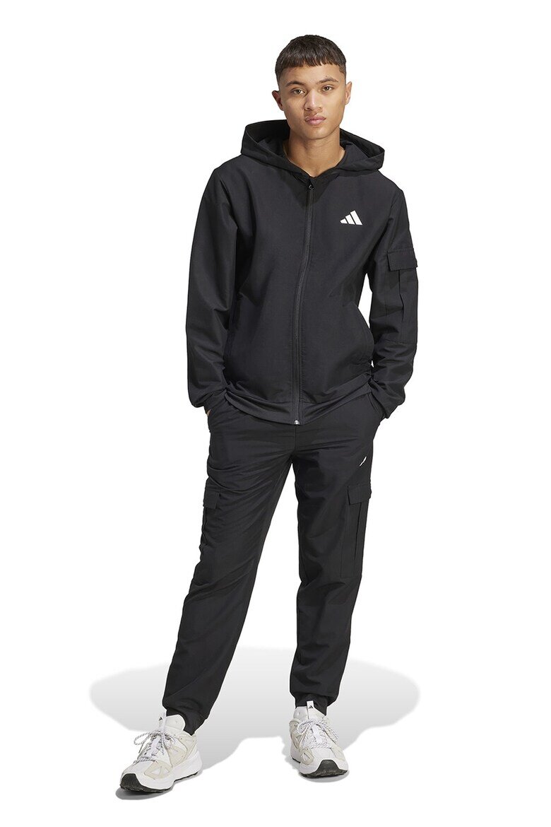 adidas Sportswear Спортен екип с качулка джобове и лого Черен