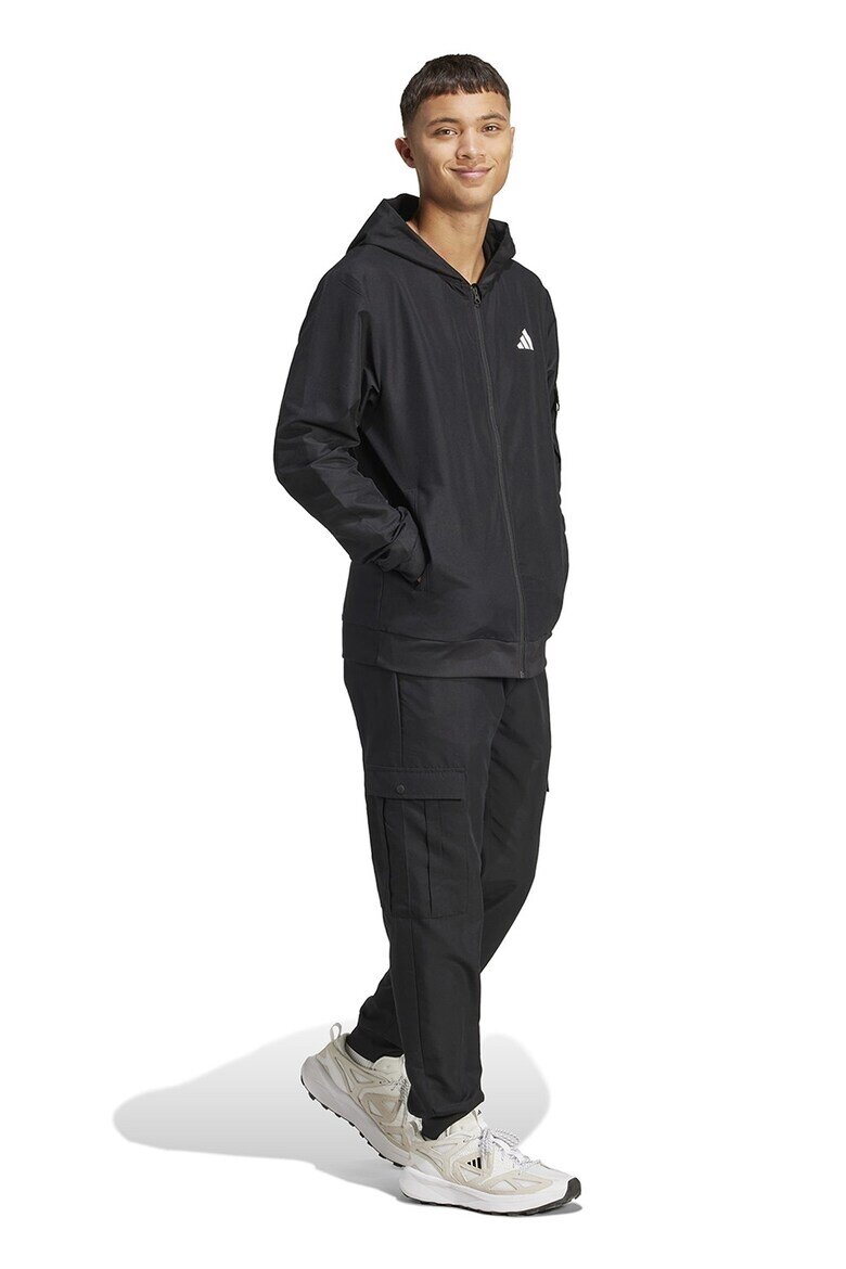 adidas Sportswear Спортен екип с качулка джобове и лого Черен