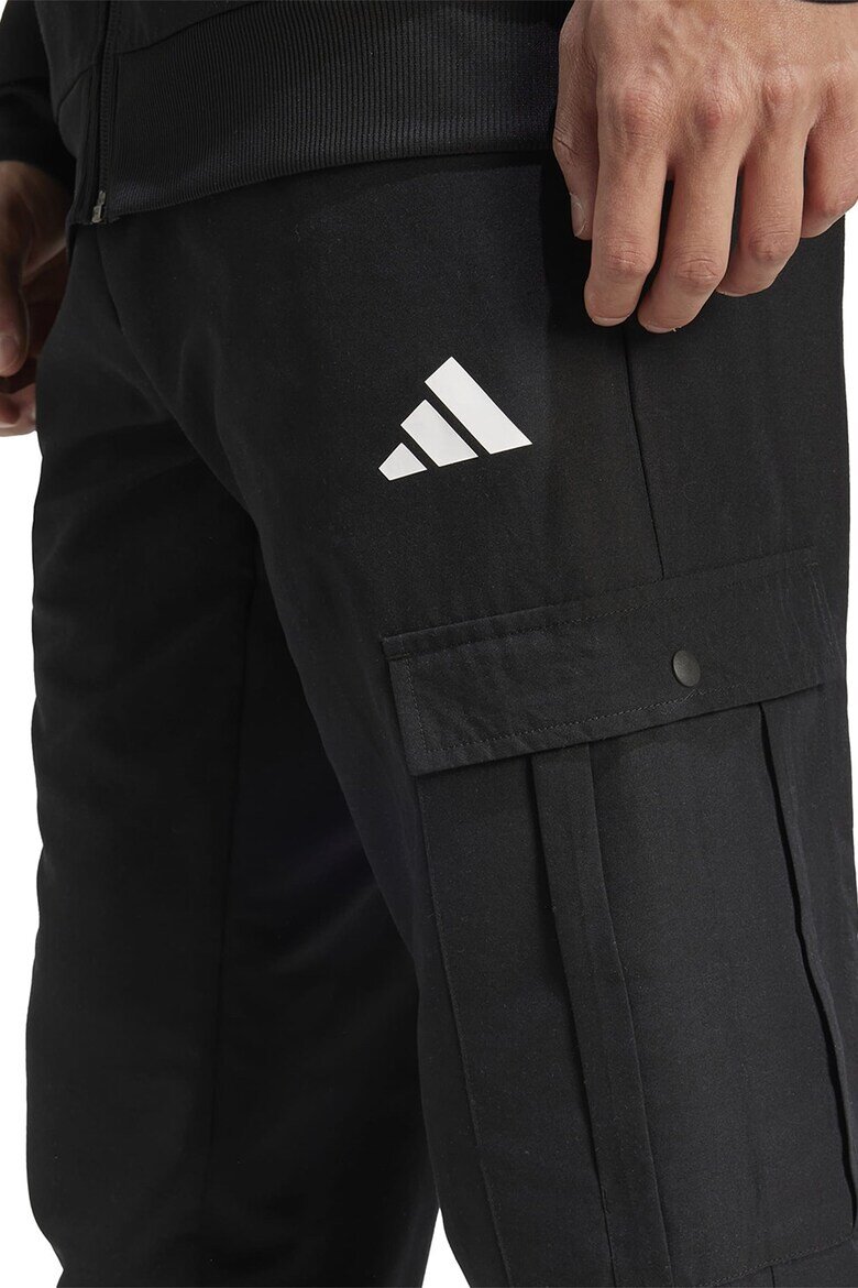 adidas Sportswear Спортен екип с качулка джобове и лого Черен