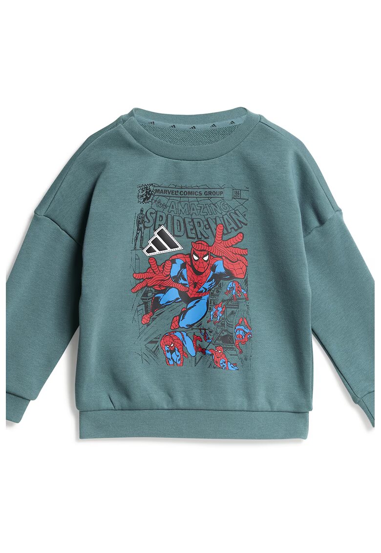 adidas Sportswear Спортен екип с принт на Spider Man - Червен/Черен/Петролно синьо