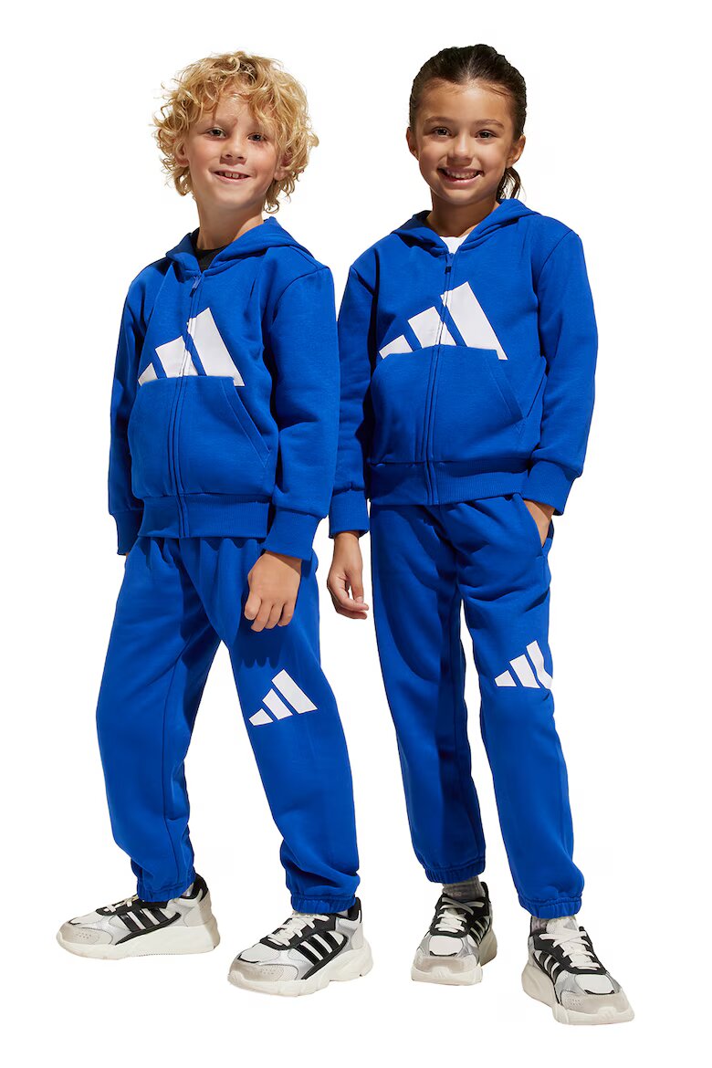 adidas Sportswear Спортен екип с цип и качулка Бял/Кралско Синьо