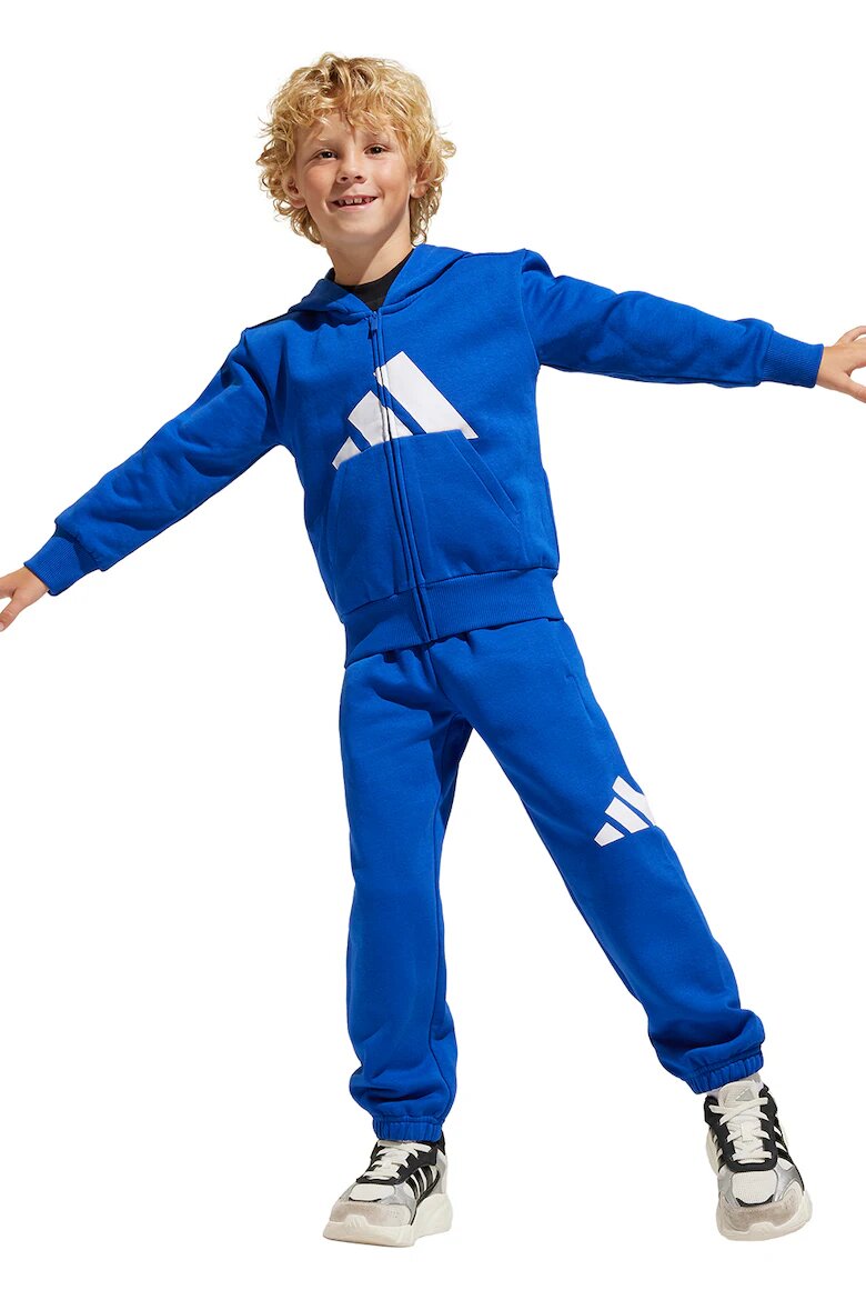 adidas Sportswear Спортен екип с цип и качулка Бял/Кралско Синьо