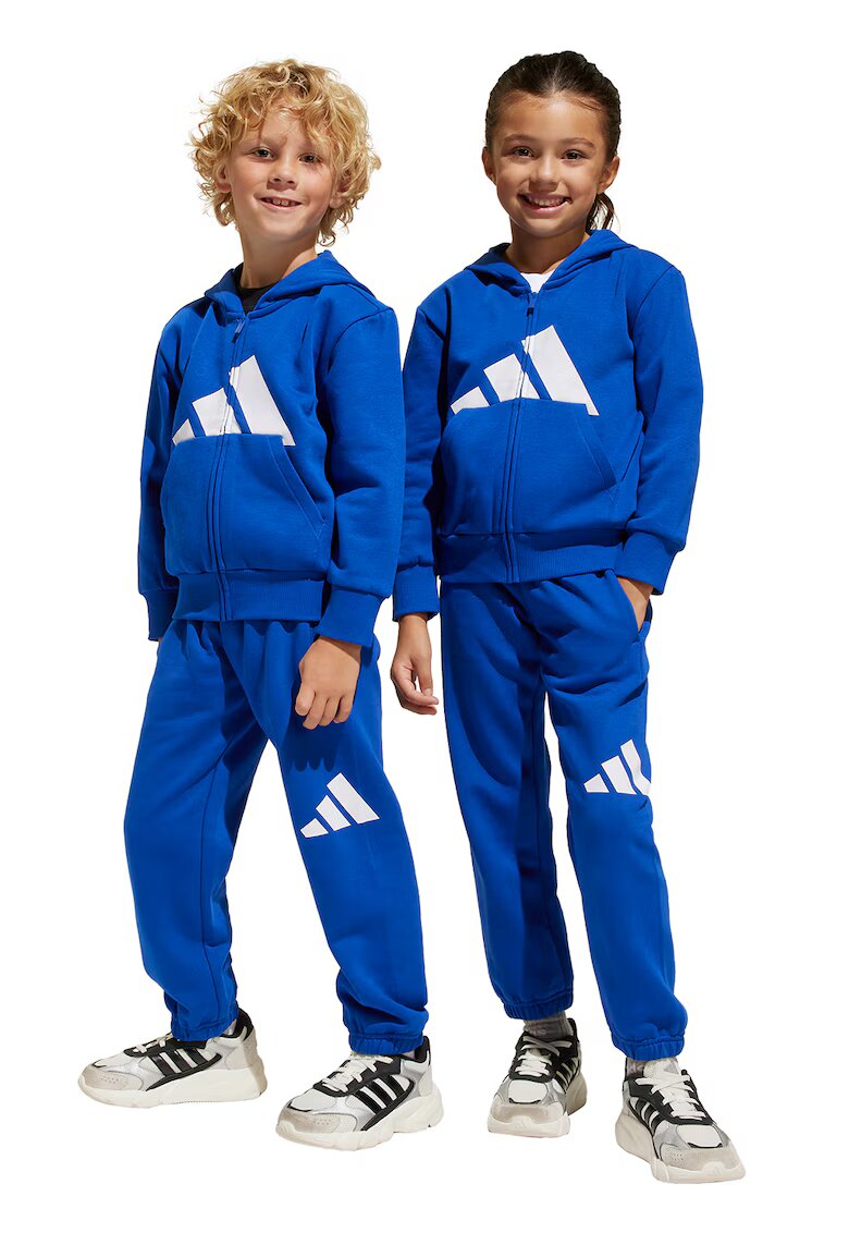 adidas Sportswear Спортен екип с цип и качулка - Бял/Кралско Синьо