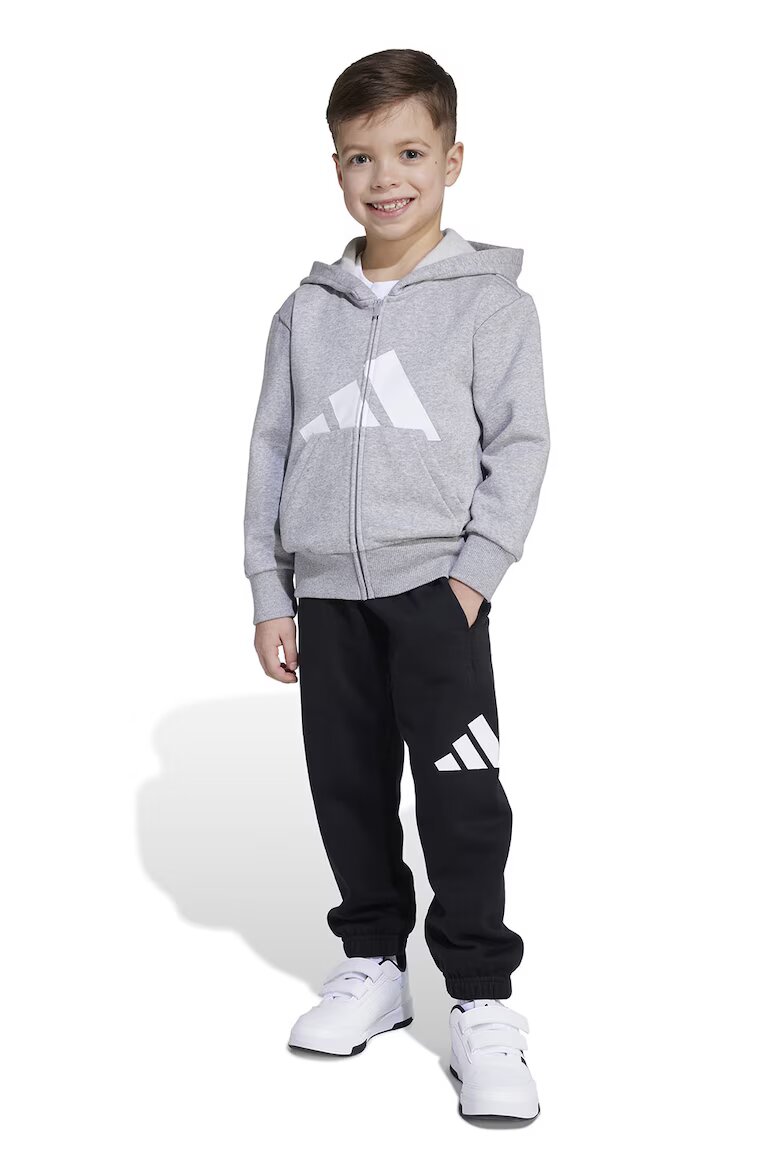adidas Sportswear Спортен екип с цип и качулка Черен/Светлосив меланж