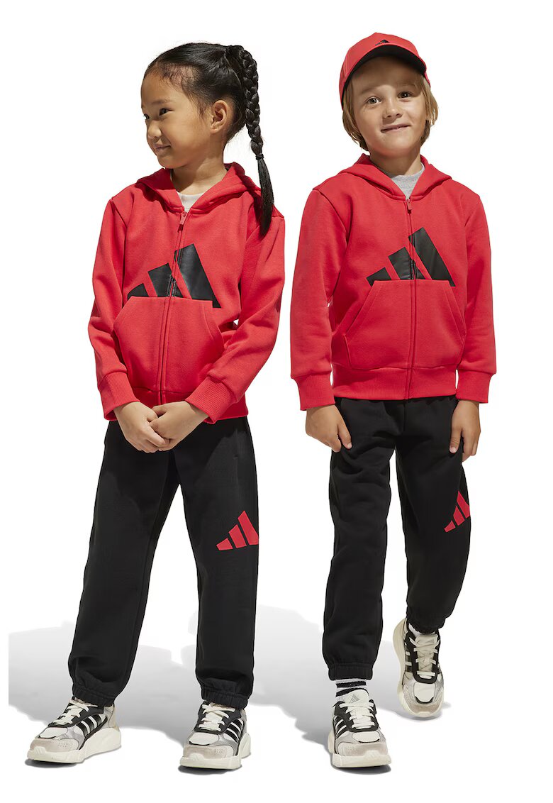adidas Sportswear Спортен екип с цип и качулка - Червен/Черен