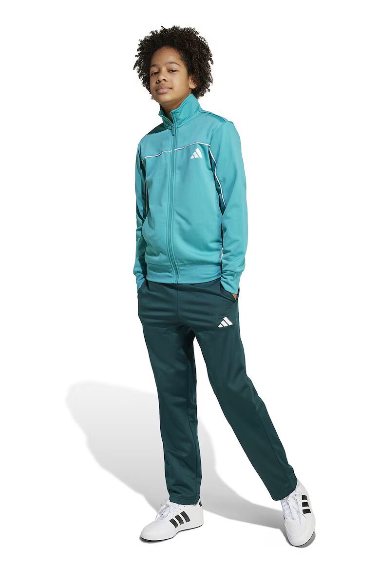 adidas Sportswear Спортен екип с цип и лого Бял/Аквамарин син/Петролно синьо