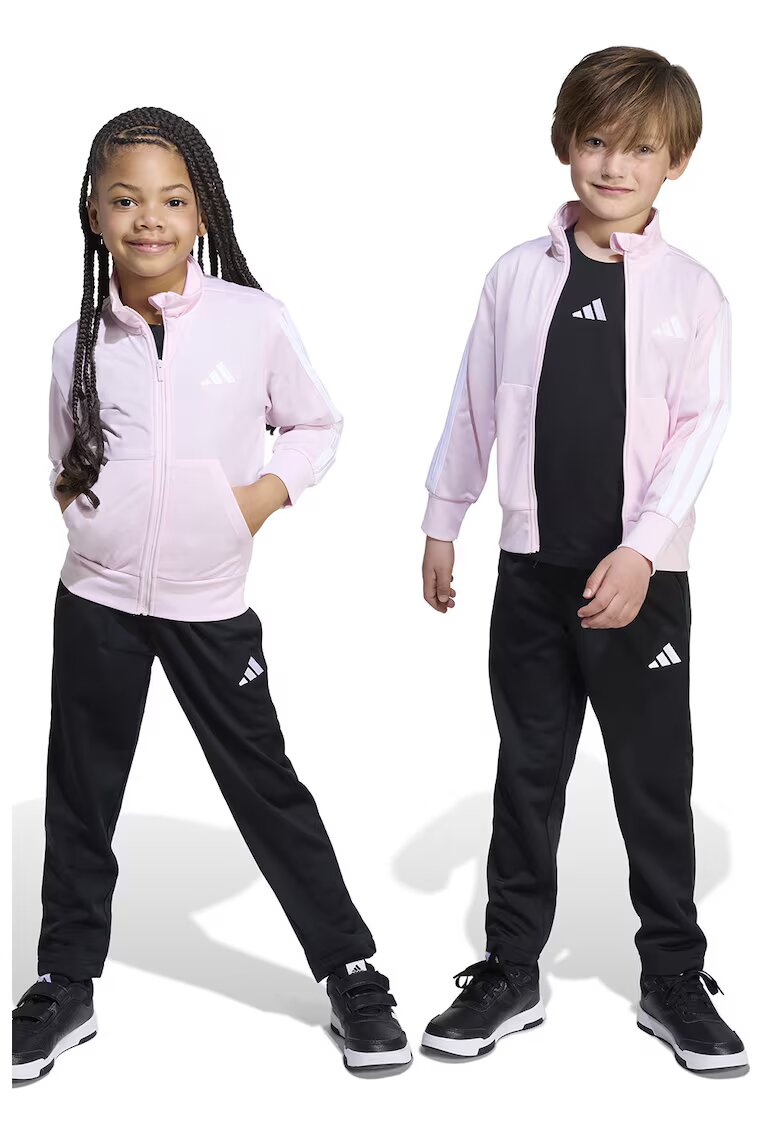 adidas Sportswear Спортен екип с цип и лого - Бял/Черен/Бледо розово