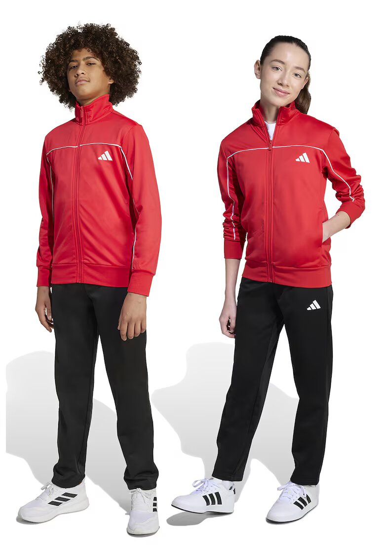 adidas Sportswear Спортен екип с цветен блок и цип - Бял/Черен/Корал