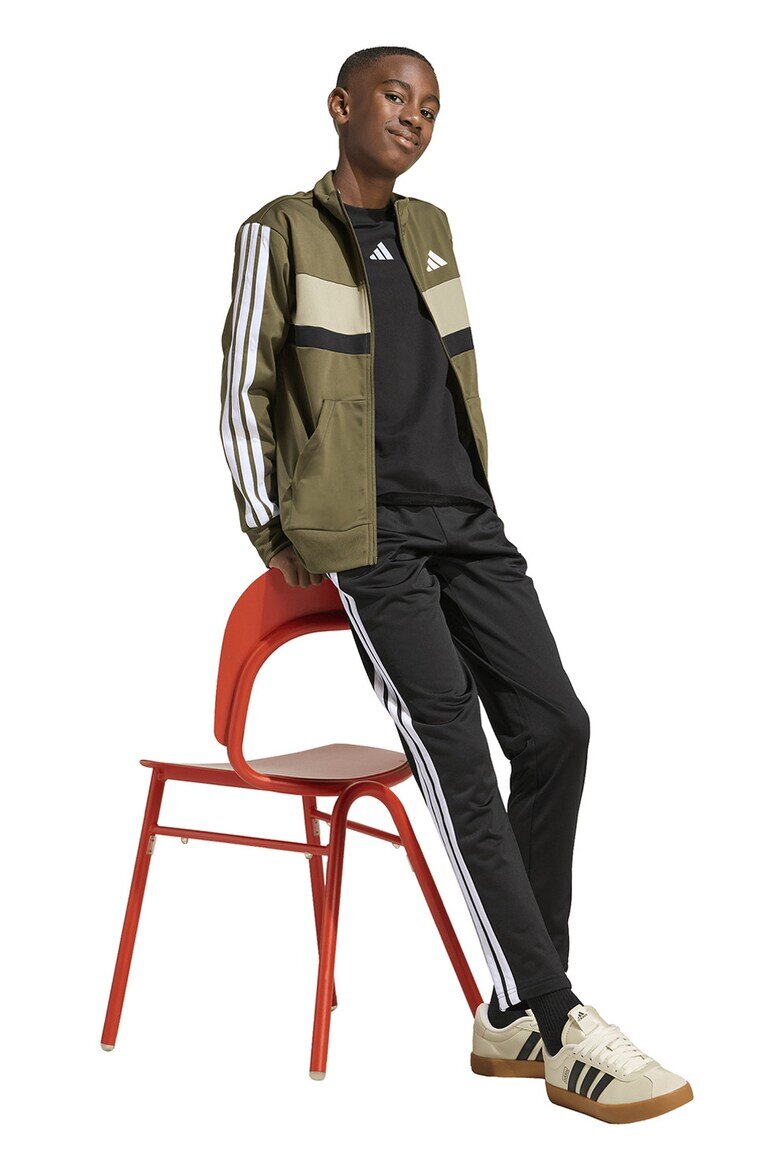 adidas Sportswear Спортен екип Tiberio с цип и лого Бял/Черен/Маслинено зелено
