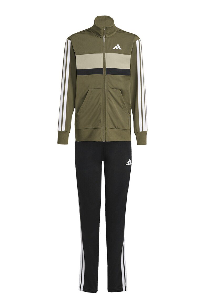 adidas Sportswear Спортен екип Tiberio с цип и лого Бял/Черен/Маслинено зелено