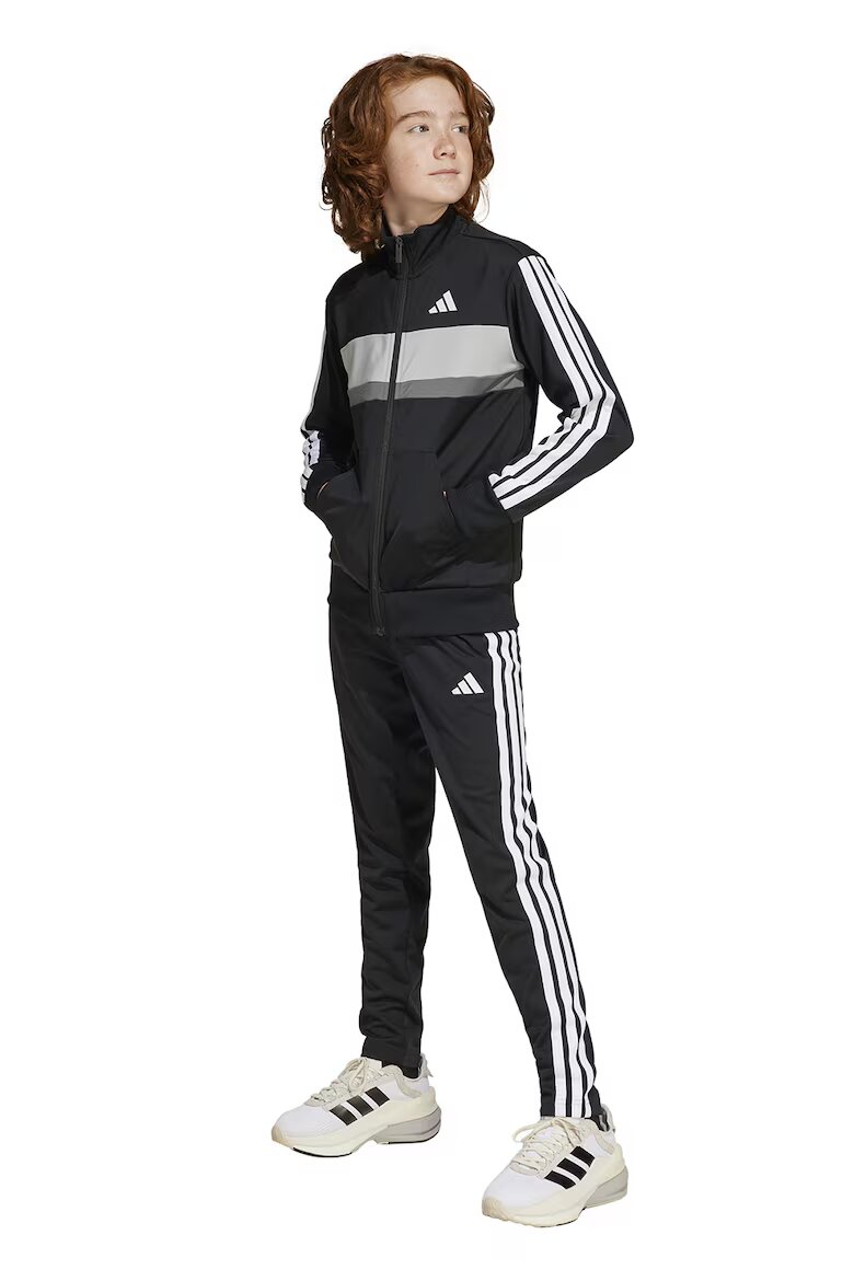 adidas Sportswear Спортен екип Tiberio с цип и лого Черен/Сив