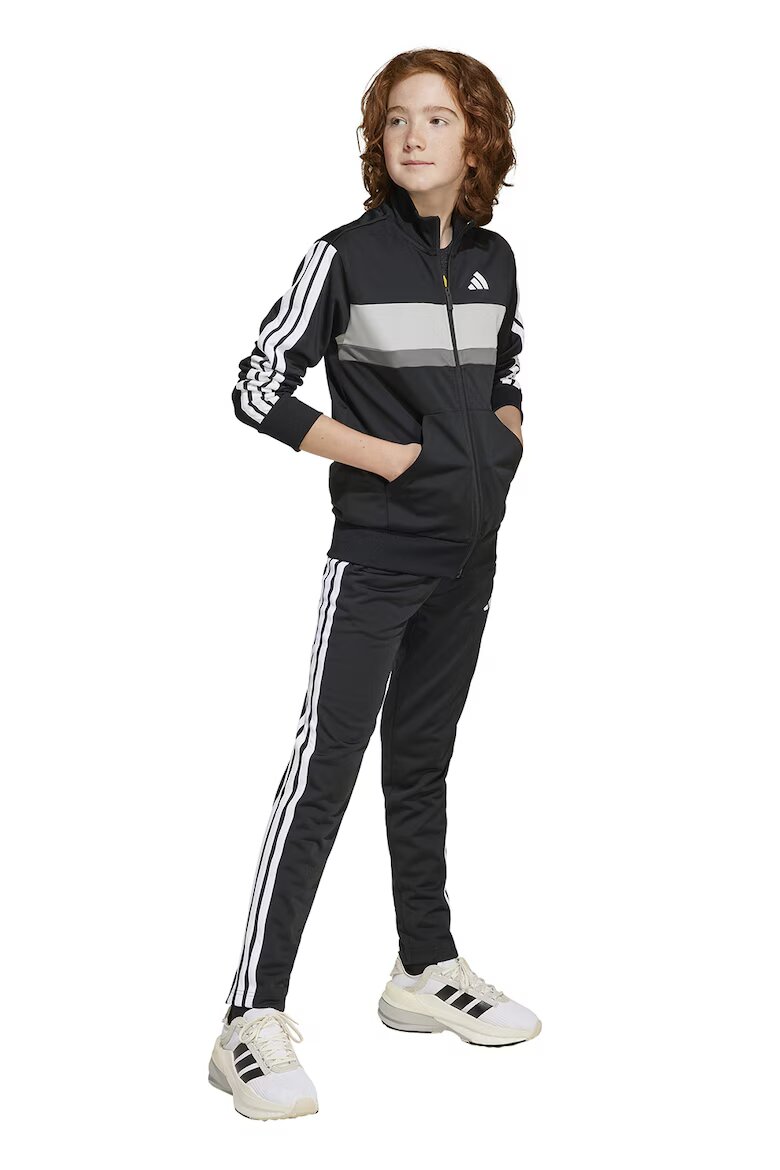 adidas Sportswear Спортен екип Tiberio с цип и лого Черен/Сив