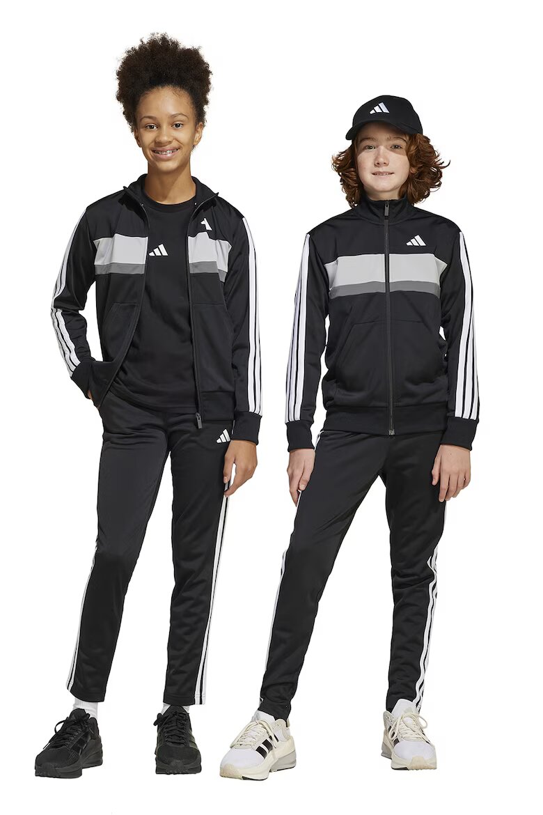 adidas Sportswear Спортен екип Tiberio с цип и лого Черен/Сив
