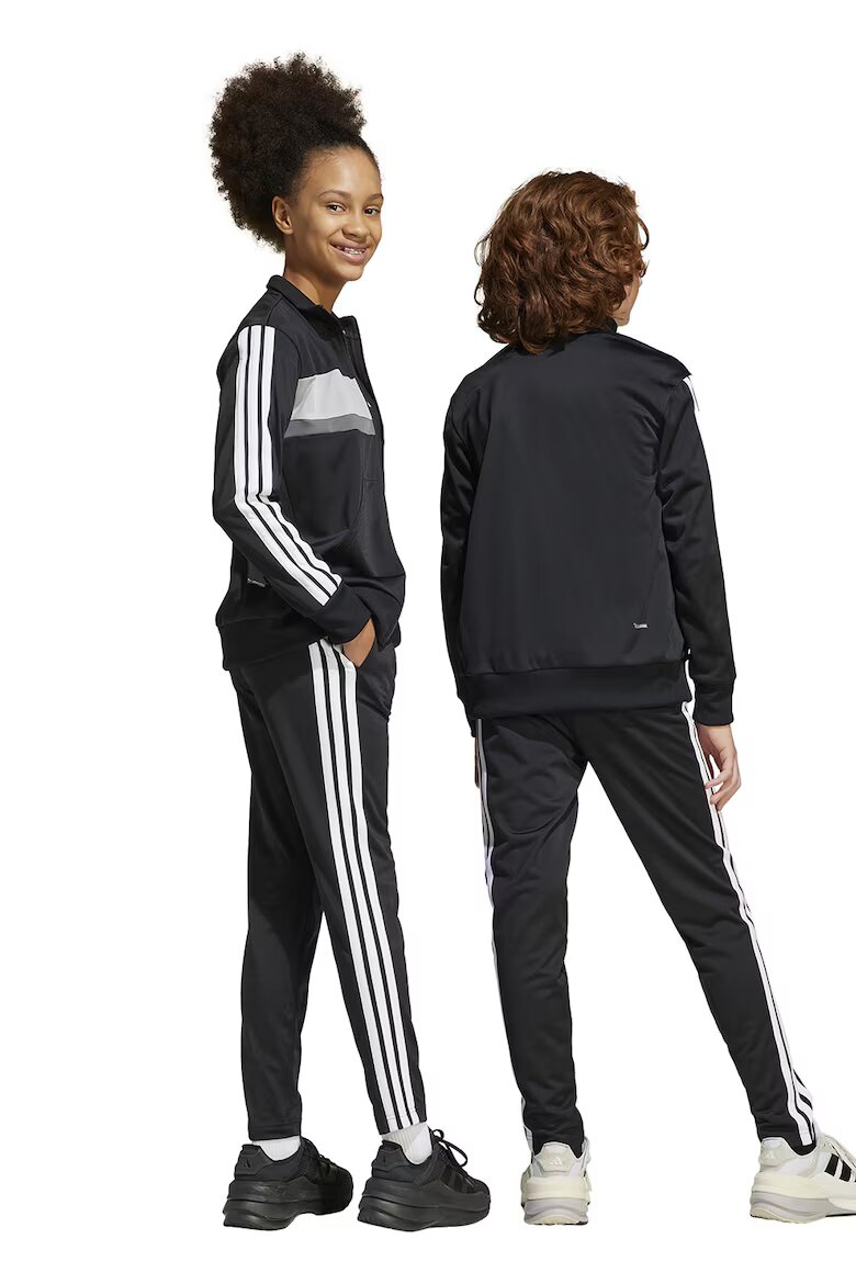 adidas Sportswear Спортен екип Tiberio с цип и лого Черен/Сив