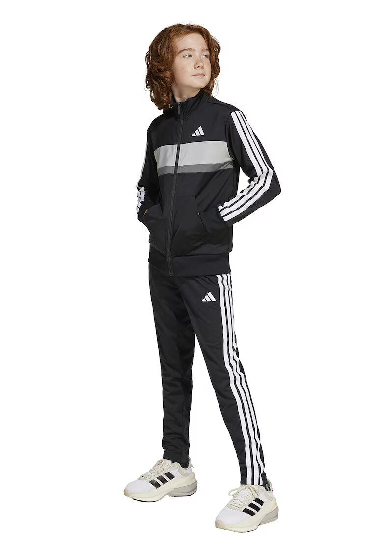 adidas Sportswear Спортен екип Tiberio с цип и лого - Черен/Сив