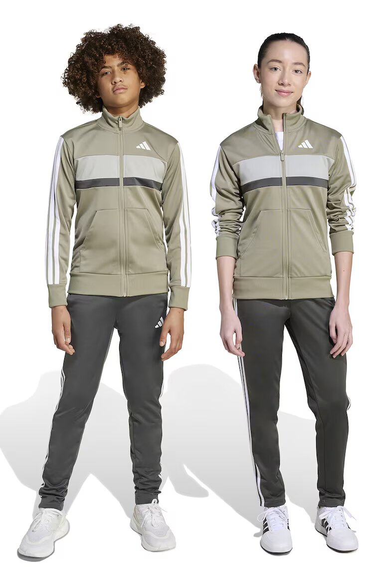 adidas Sportswear Спортен екип Tiberio с цип и лого Светло сив/Бежов/Избеляло черно