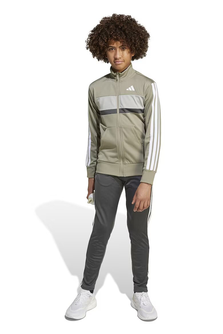 adidas Sportswear Спортен екип Tiberio с цип и лого Светло сив/Бежов/Избеляло черно