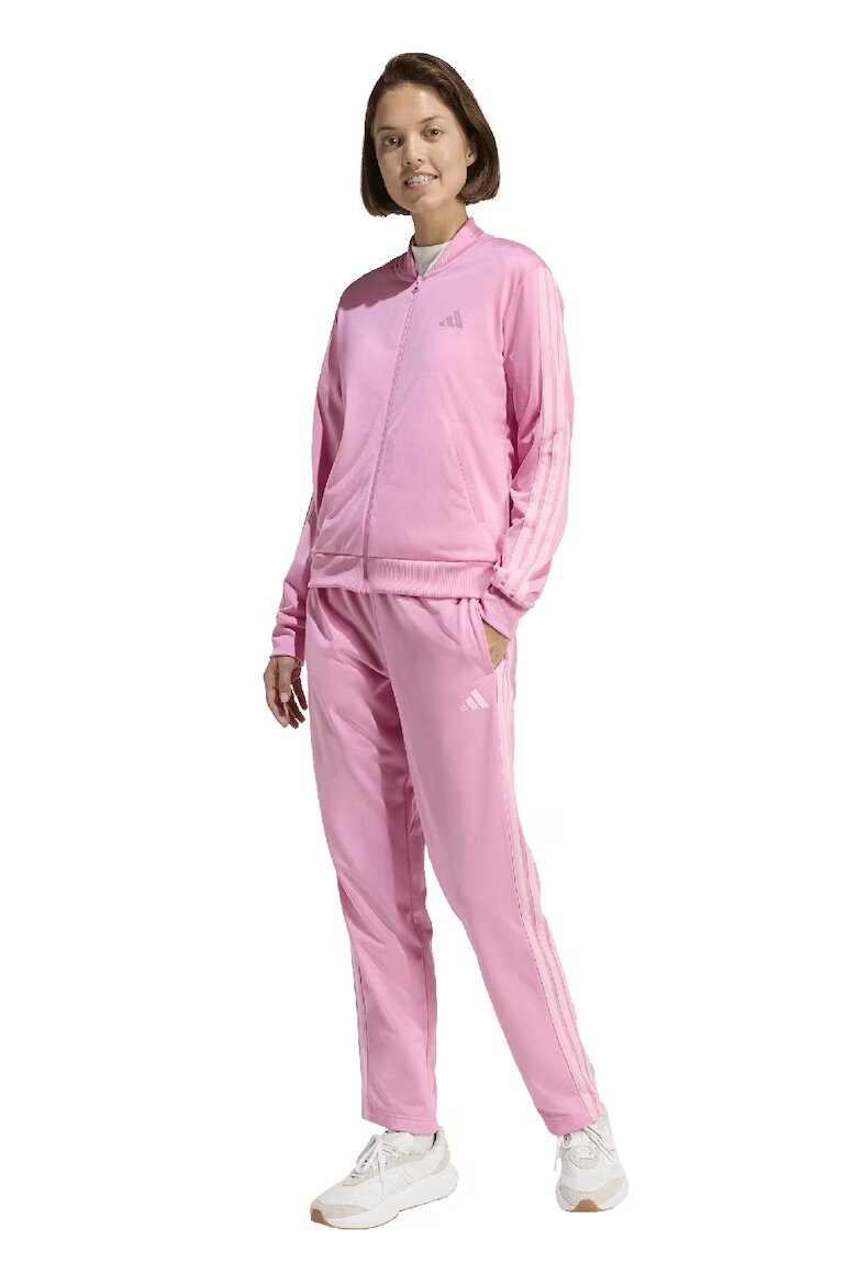 adidas Sportswear Спортен екип W ESS 3S TS с цип и лого Бледо розово