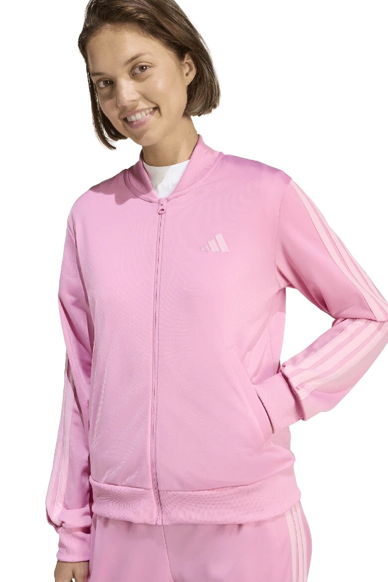 adidas Sportswear Спортен екип W ESS 3S TS с цип и лого Бледо розово