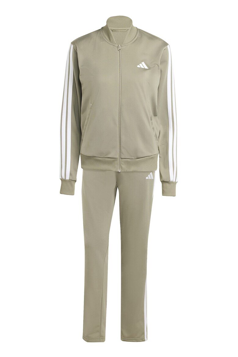 adidas Sportswear Спортен екип W ESS 3S TS с цип и лого Бял/Каки