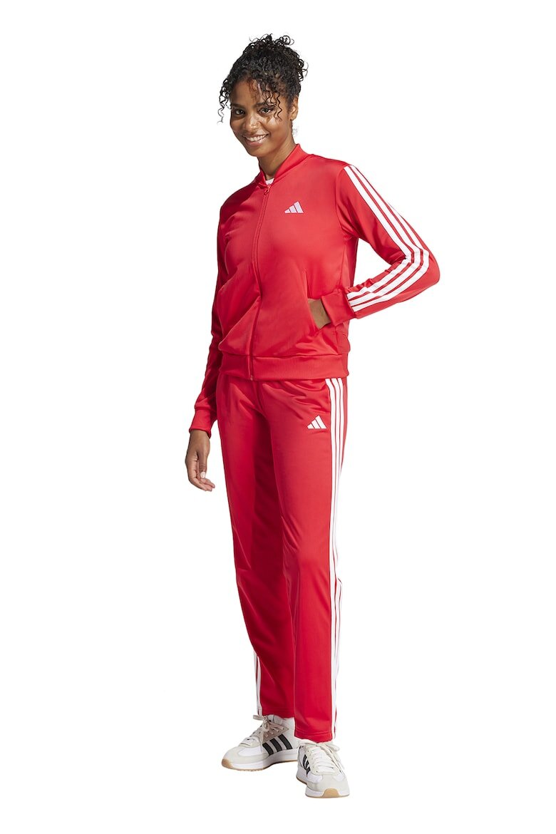 adidas Sportswear Спортен екип W ESS 3S TS с цип и лого Бял/Корал