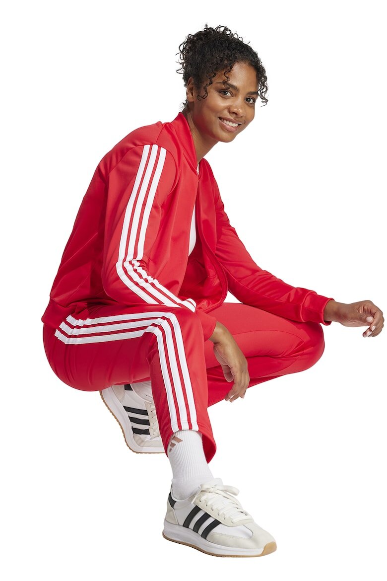 adidas Sportswear Спортен екип W ESS 3S TS с цип и лого Бял/Корал