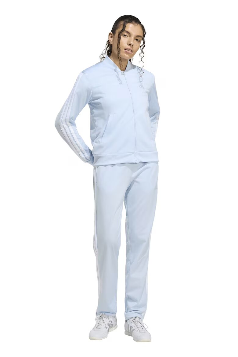 adidas Sportswear Спортен екип W ESS 3S TS с цип и лого Бял/Светлосин