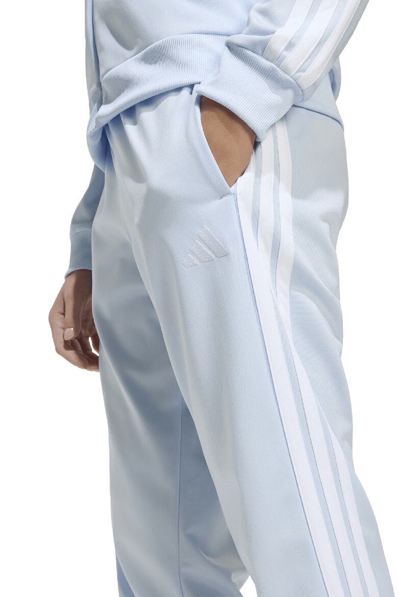 adidas Sportswear Спортен екип W ESS 3S TS с цип и лого Бял/Светлосин