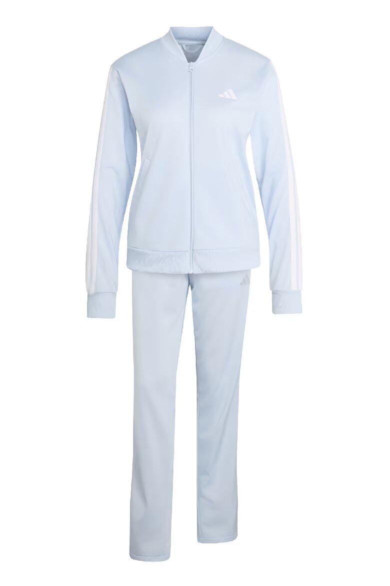 adidas Sportswear Спортен екип W ESS 3S TS с цип и лого Бял/Светлосин