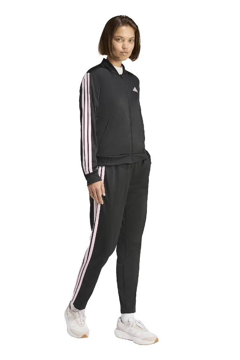 adidas Sportswear Спортен екип W ESS 3S TS с цип и лого Черен/Бледо розово