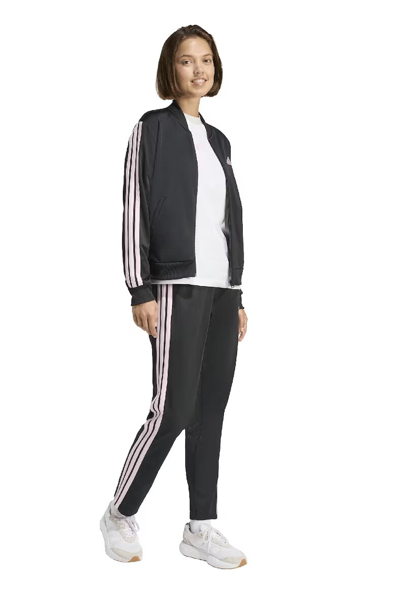 adidas Sportswear Спортен екип W ESS 3S TS с цип и лого Черен/Бледо розово