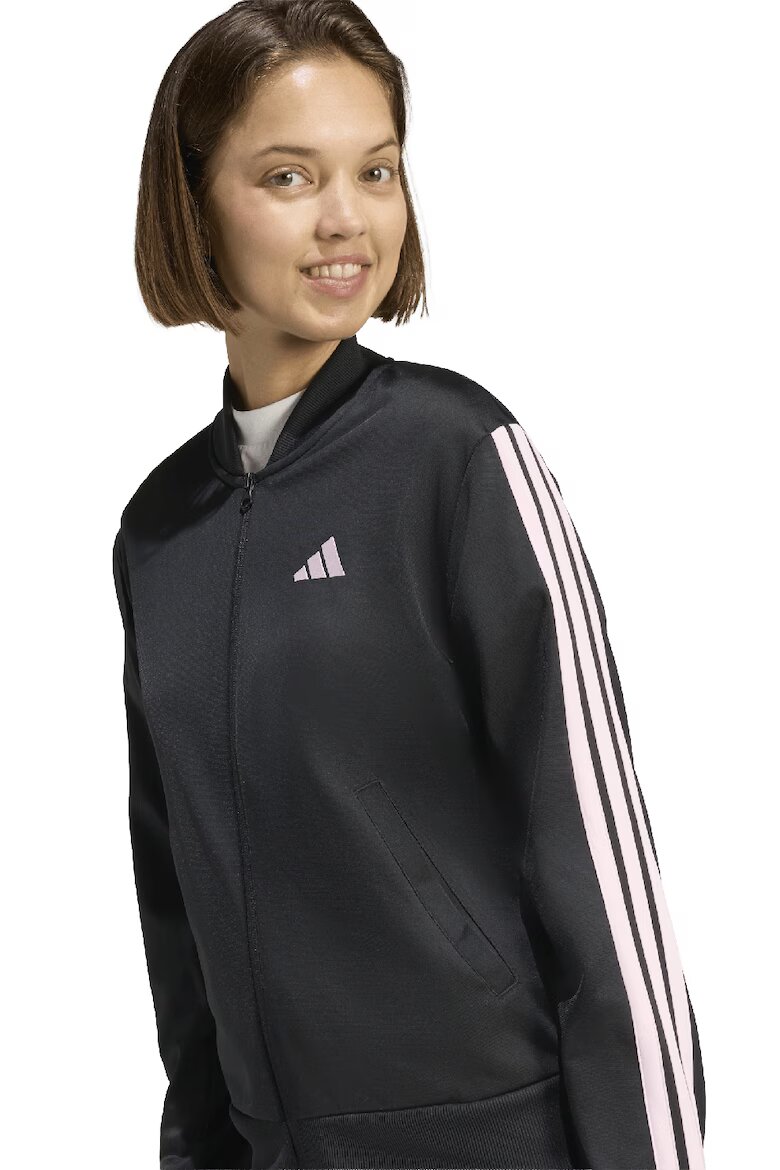 adidas Sportswear Спортен екип W ESS 3S TS с цип и лого Черен/Бледо розово