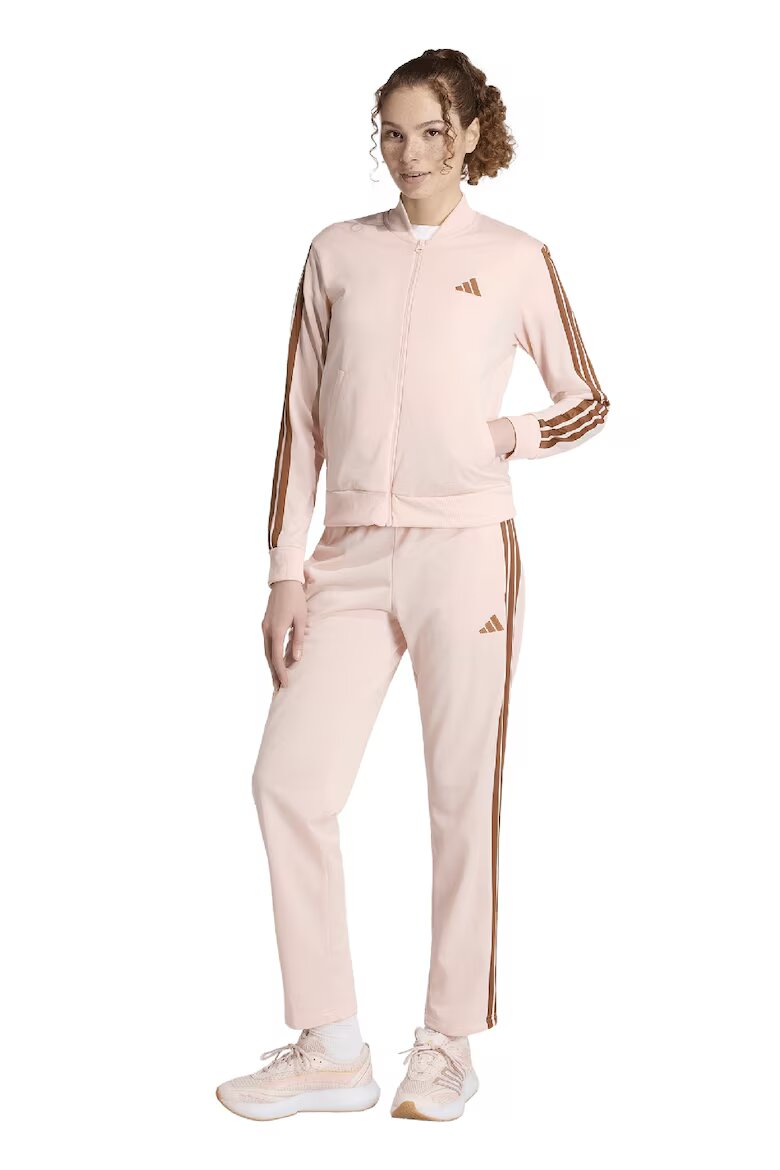 adidas Sportswear Спортен екип W ESS 3S TS с цип и лого Канелено кафяво/Праскова