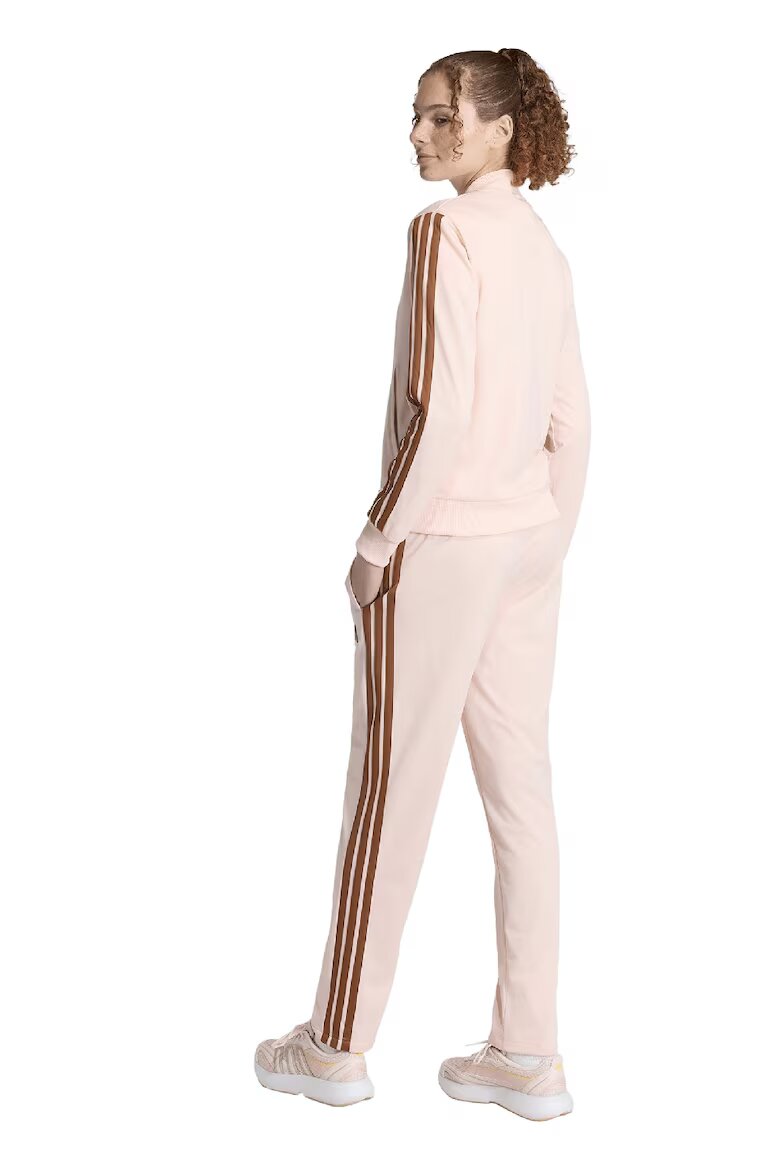 adidas Sportswear Спортен екип W ESS 3S TS с цип и лого Канелено кафяво/Праскова
