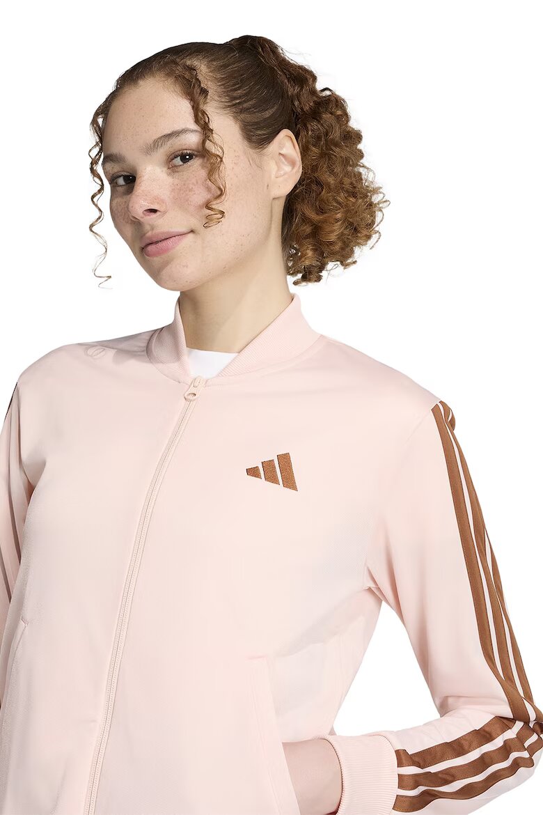 adidas Sportswear Спортен екип W ESS 3S TS с цип и лого Канелено кафяво/Праскова