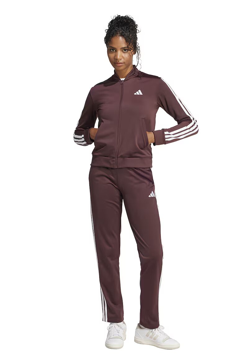 adidas Sportswear Спортен екип W ESS 3S TS с цип и лого Коняк кафяв