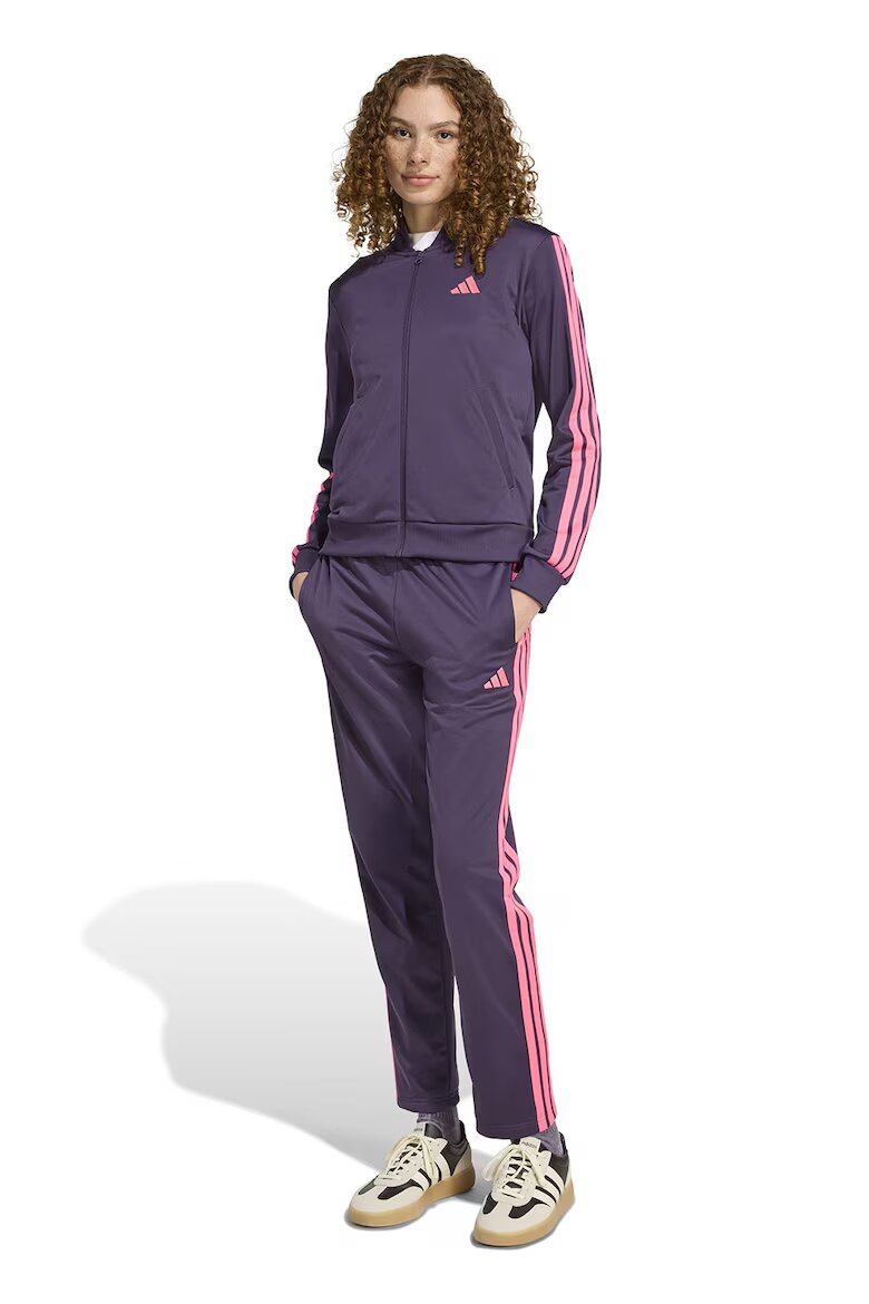 adidas Sportswear Спортен екип W ESS 3S TS с цип и лого Тъмно лилаво
