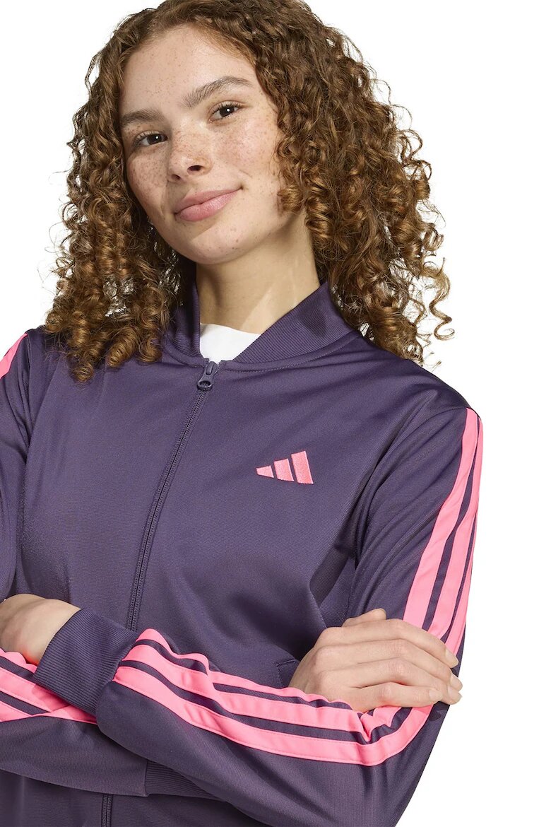 adidas Sportswear Спортен екип W ESS 3S TS с цип и лого Тъмно лилаво