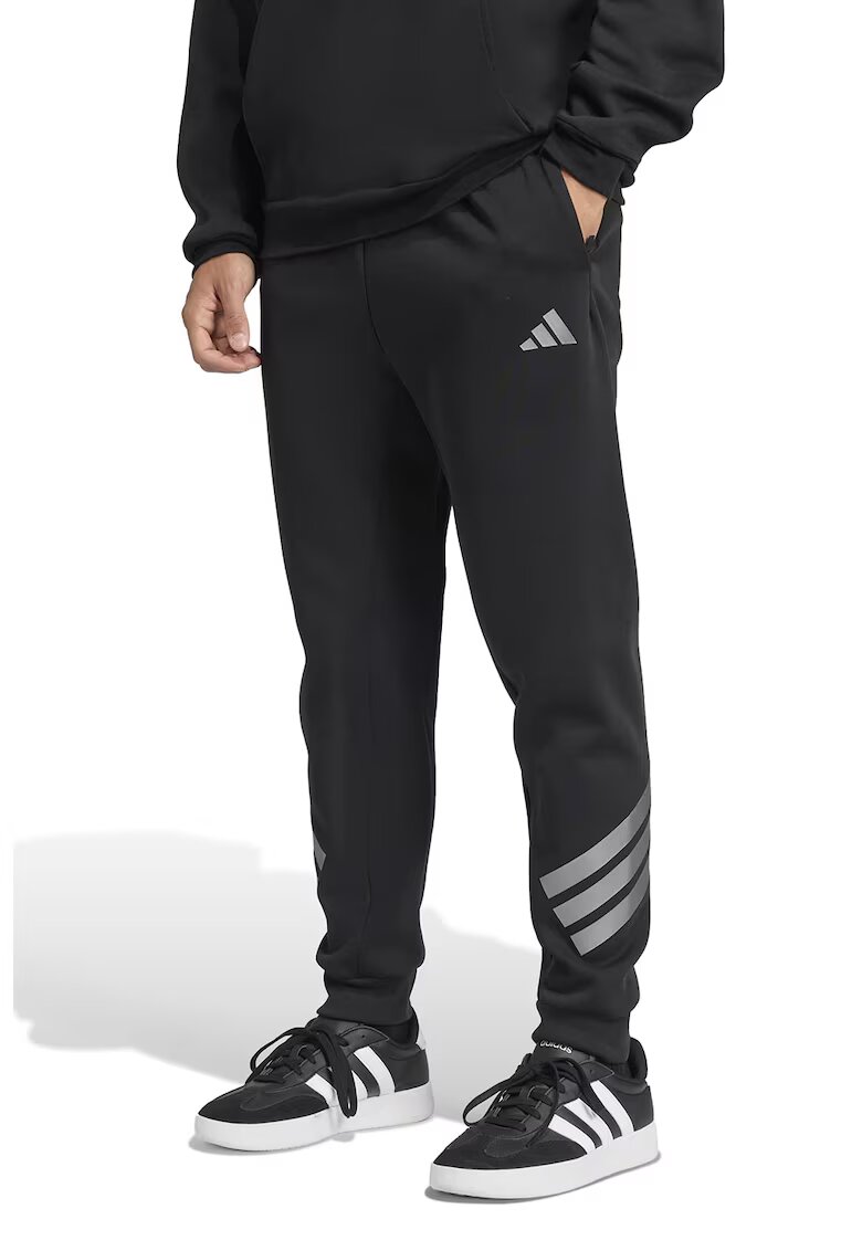 adidas Sportswear Спортен панталон с лого - Черен/Светло сив
