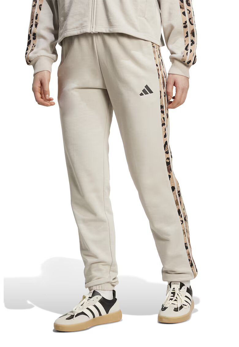 adidas Sportswear Спортен панталон с памук с лого - Черен/Бежов/Светло бежово